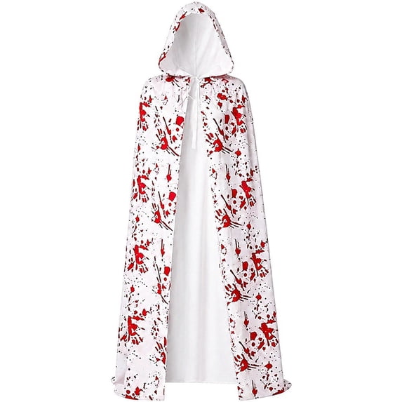 Jiibva Halloween Bloody Cape Horror Blood Stain Costume Cloak Vampire Zombie White 130x110cm