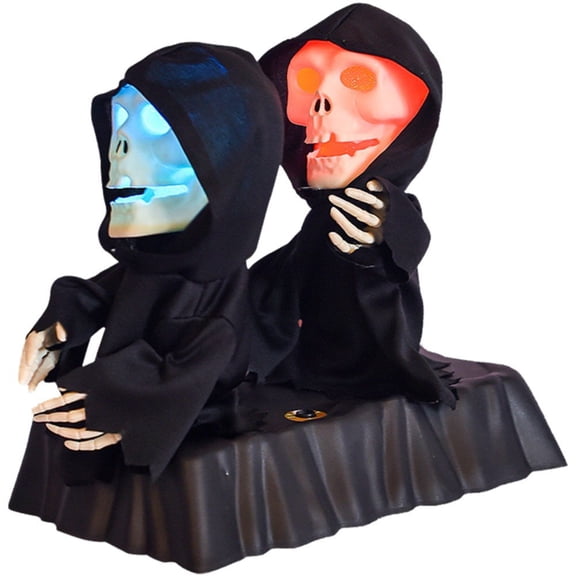 Jiibva Halloween Skeleton Animated Props for Indoor and Outdoor Dancing Skeleton Halloween Decoration Singing with LED Eyes Battery Operated Scary Skeleton Props