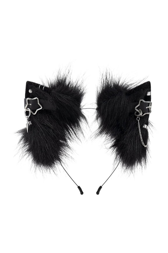 Handmade Faux Fur Cat Ear Headband Cosplay Costume Party Cute Head Accessories for Halloween, Fluffy Wolf Fox Cat Ears Headband Costume Hair Hoop