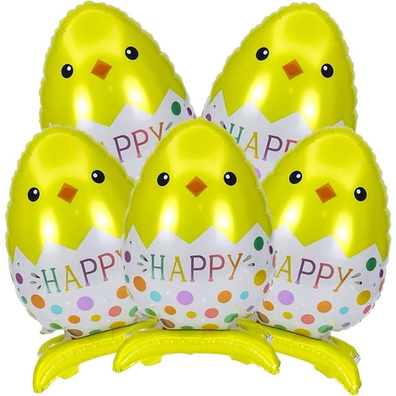 Jiibva Happy Easter Chick Foil Balloon Happy Easter Chicken Mylar Balloons for Easter Party Hello Spring Summer Theme Decoration