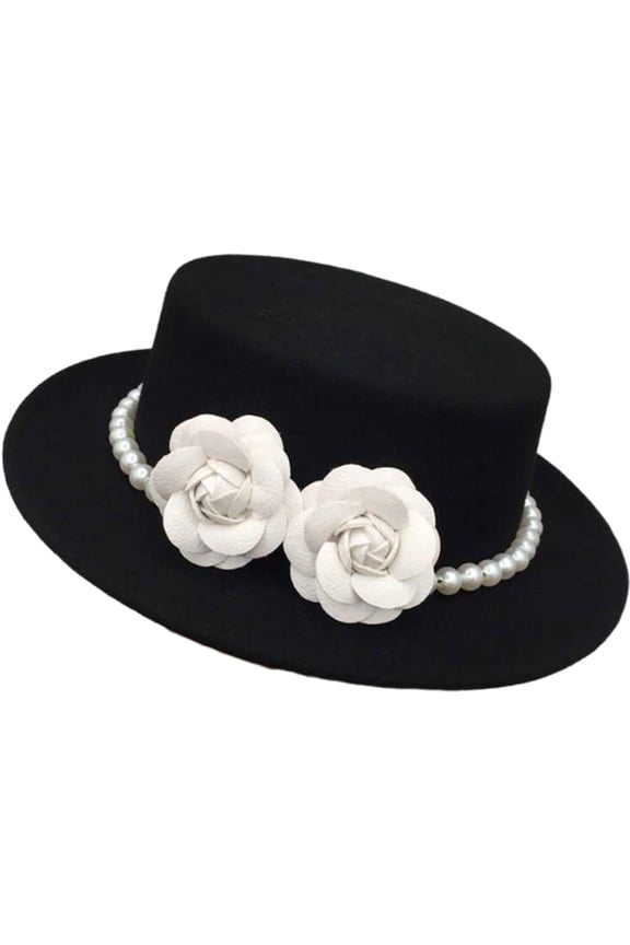 Hepburn Style Flat-top Topper Hat Wool Wide Brim Felt Hat Classic Women Fedora Hat French Beanie Hat Photography Props