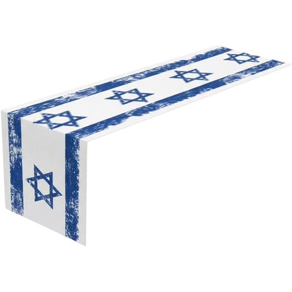 Jiibva Hexagram Hanukkah Table Runner - Star of David Jewish Menorah Passover Chanukah Holiday Table Decoration for Kitchen Dining Home Party Decor