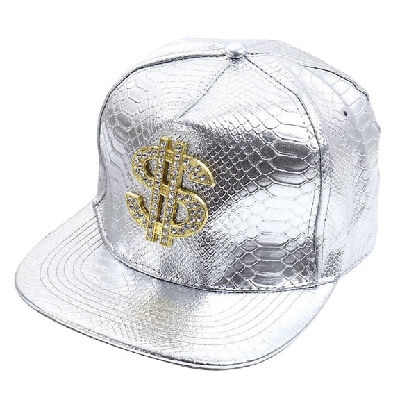 Jiibva Hip-hop Cap Dollar Sign Metal Label Fashion Break Dancing Street Dance Flat Brim Hat Cap Hip Hop Fitted Cap Youth Tide Cap