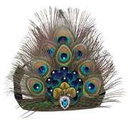 Jiibva Boho Peacock Feather Headdress - Fluffy Feather Hair Fascinator Hat for Carnival Halloween Party