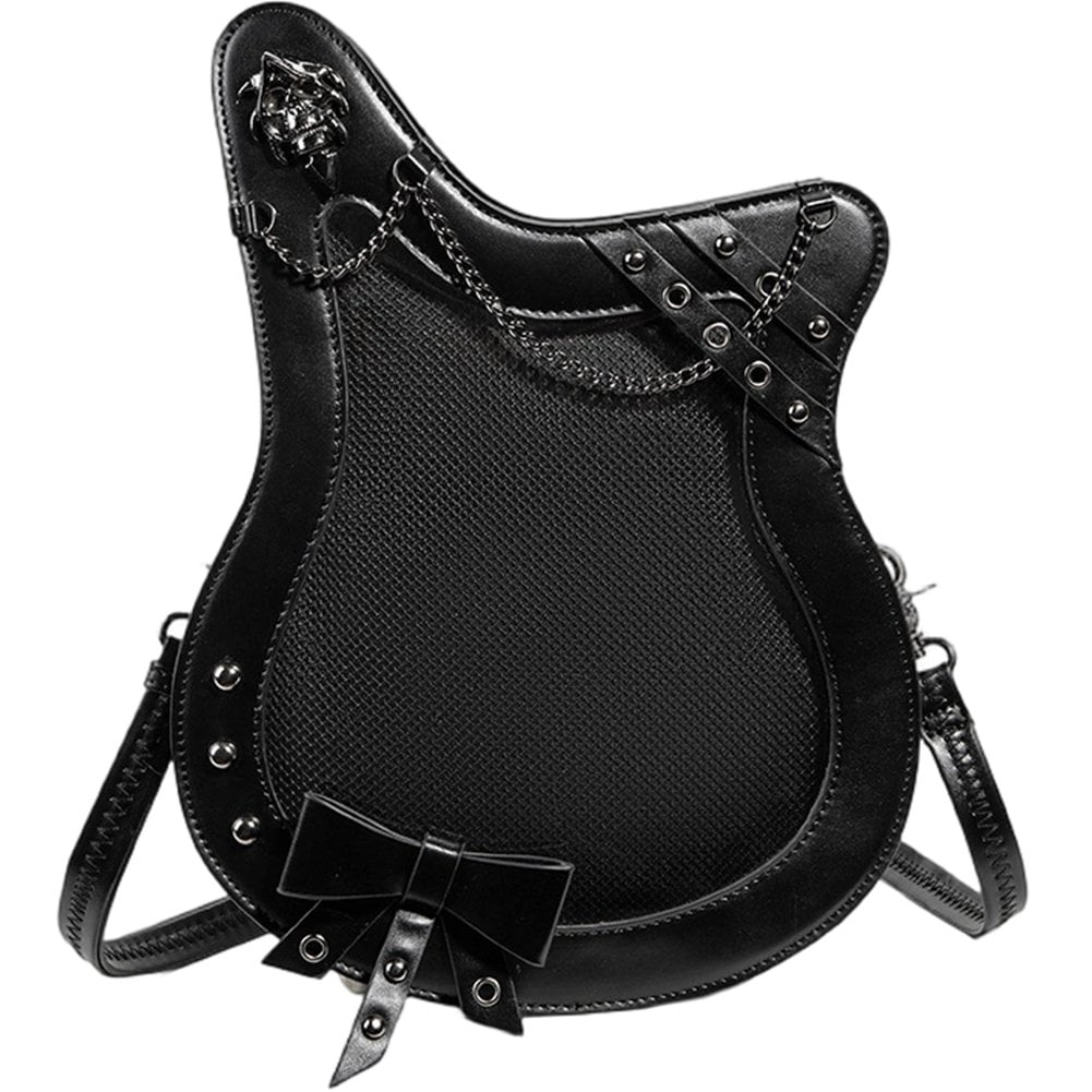Jiibva Ita Messenger Bag for Women Cute Pin Display Crossbody Bags Punk Leather Guitar Shoulder Bag Kawaii Japanese Anime Ladies Purse