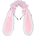 thumbnail image 1 of Jiibva Japanese Bowknot Plush Bunny Hair Hoop Ribbon Lace Lolita Rabbit Ears Headband Furry Cute Cosplay Hair Bands Head Accessories, 1 of 7
