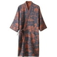 thumbnail image 1 of Jiibva Japanese Style Printed Jacquard Robe Breathable Soft Bathrobes Lightweight Loungewear Classic Nightwear with Pockets for Men, 1 of 7