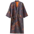 thumbnail image 1 of Jiibva Japanese Style Printed Jacquard Robe Breathable Soft Bathrobes Lightweight Loungewear Classic Nightwear with Pockets for Men, 1 of 7