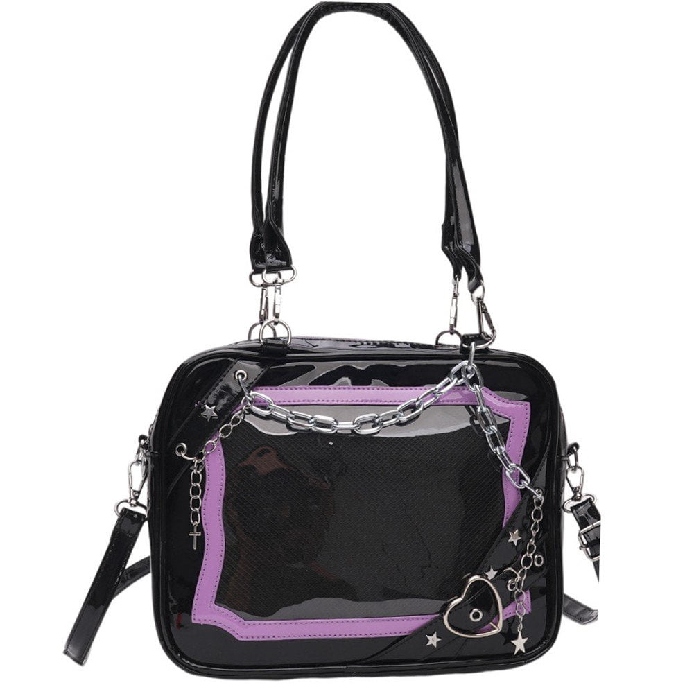 Jiibva Kawaii Ita Bag, Cute Y2k Star Heart Messenger Bag with Metal Chain, Aesthetic Tote Shoulder Crossbody Purse for Women individual(s)