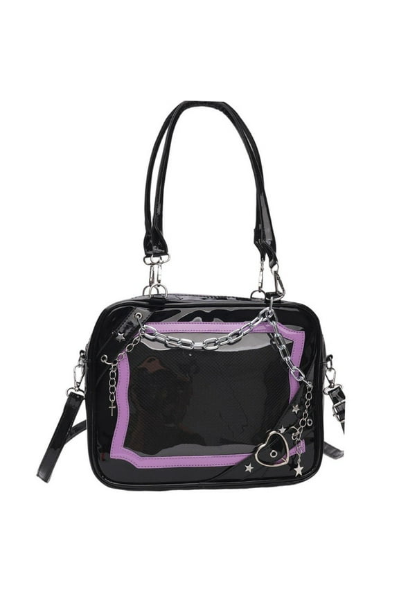 Kawaii Ita Bag, Cute Y2k Star Heart Messenger Bag with Metal Chain, Aesthetic Tote Shoulder Crossbody Purse for Women individual(s)