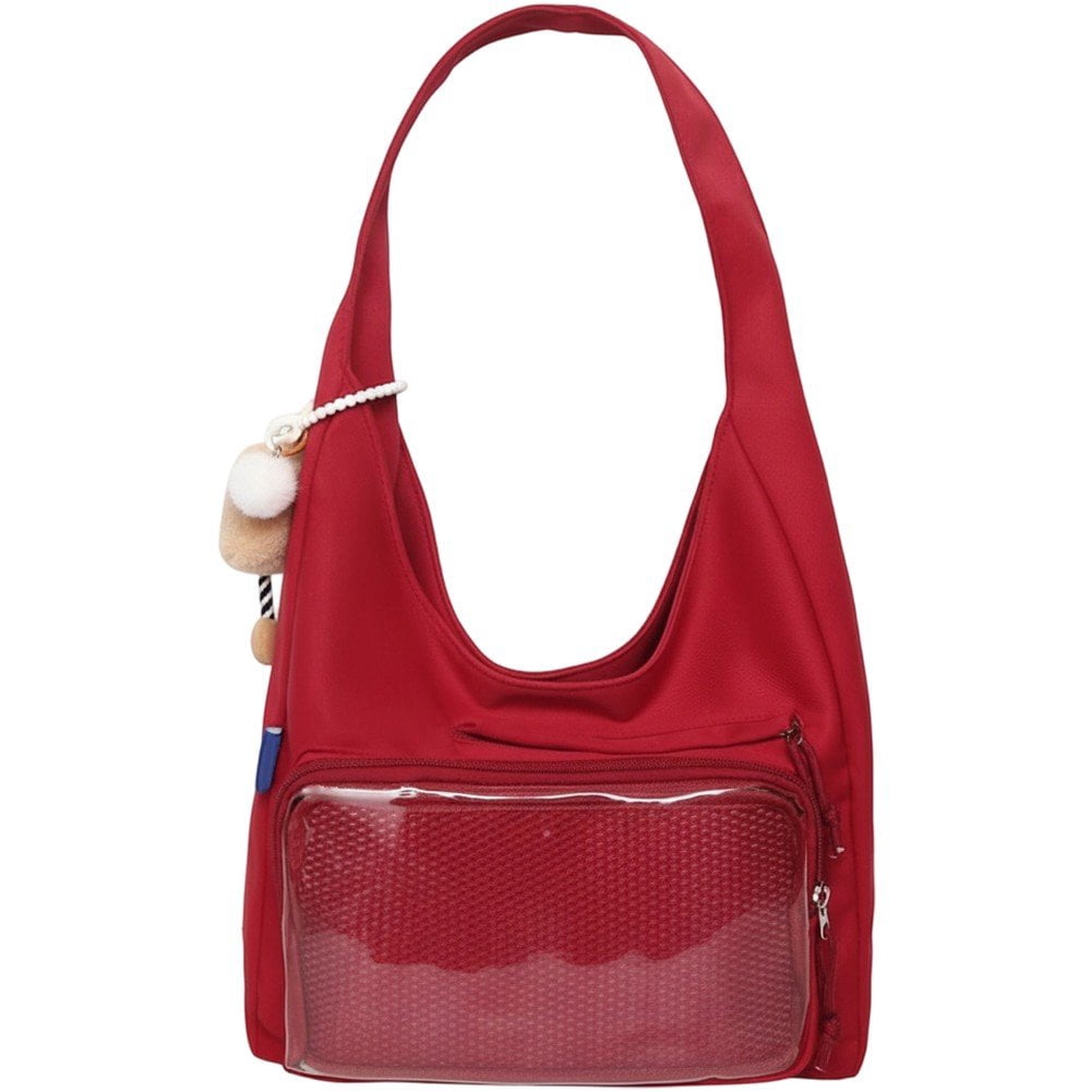 Jiibva Kawaii Ita Bag Shoulder Bag for Women Large Capacity Tote Bag Clear Window Anime Pin Display Messenger Bag Handbags Purse