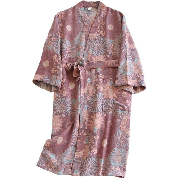 Jiibva Kimono Dressing Gown Retro Style Couple Japanese Pajamas with Waist Belt Kimono Robe Home Casual Wear for Party Pyjamas