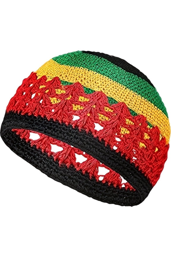 Knit Rasta Hat Slouchy Baggy Reggae Jamaican Cap Rainbow Colored Knitted Hat Hippie Beanie Hat Crochet Autumn Winter Cap