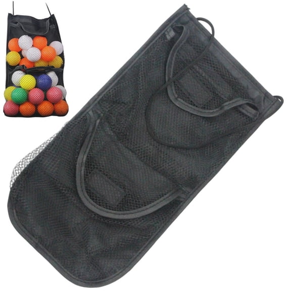 Jiibva Large Capacity Double Layer Nylon Mesh Golf Ball Bag, Zippered Sports Equipment Storage Pouch for Practice 34.5x18cm