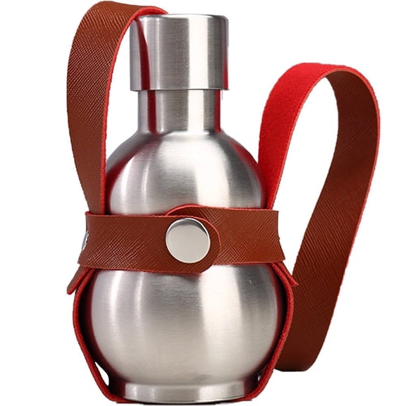 Jiibva Large Capacity Leather Case Gourd Shaped Wine Bottle 304 Stainless Steel Waterproof Water Bottle Flask Whiskey Bottle Gift