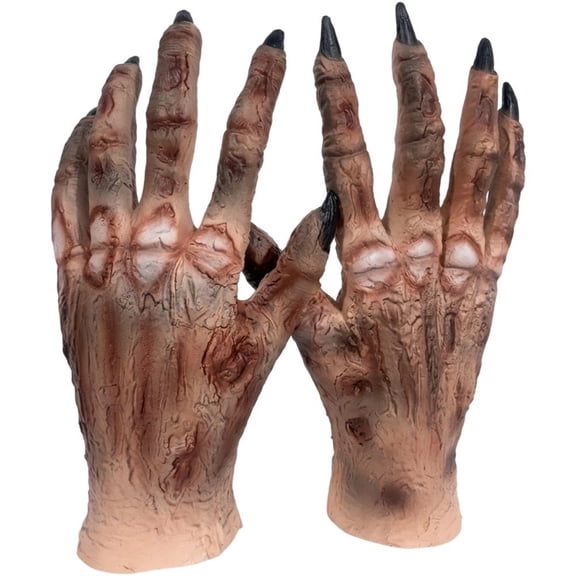 Jiibva Latex Zombie Hand Covers Monster Creep Claws Costume Prop Flesh 21x33cm