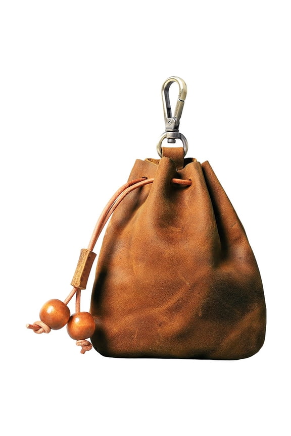 Leather Coin Purse Multi-functional Leather Drawstring Pouch Keychain Drawstring Money Bag Key Pouch Cowhide Wallet For Men,Women
