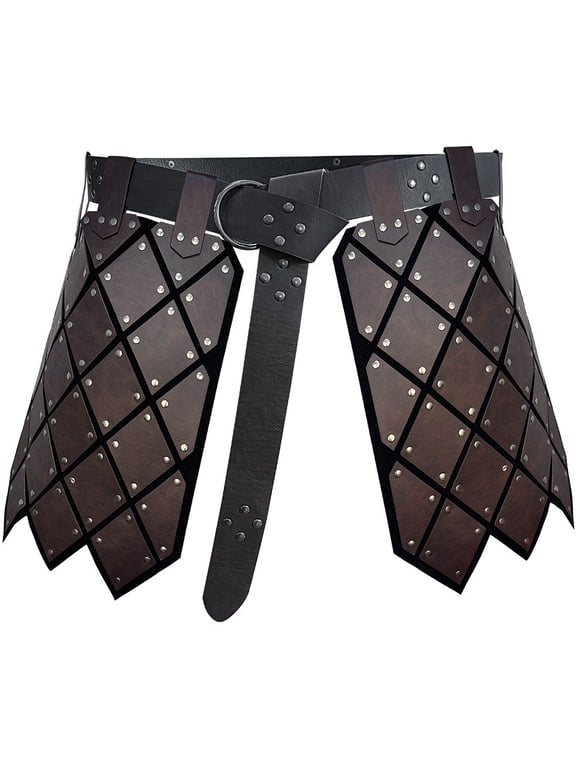 Leather Thigh Armor Viking Knights Skirt Adjustable Battle Skirt Medieval for Men