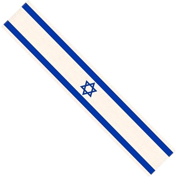 Jiibva Linen Israel Flag Table Runner - Jewish Table Decoration for Passover Rosh Hashanah Sukkot Sukkah Kitchen Dining Room Party Decor