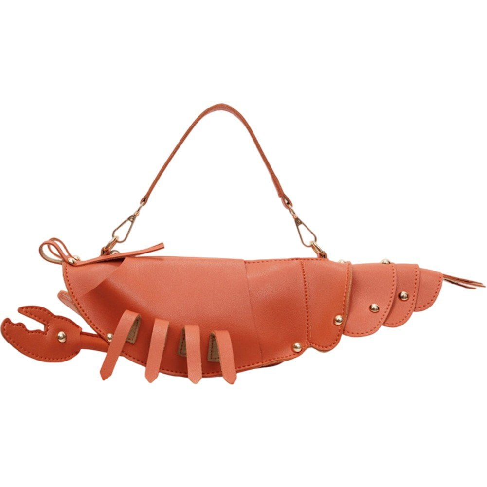 Jiibva Lobster Shaped Crossbody Bag for Women Unique Rivets Lobster Design Shoulder Bag Stylish Handbag Purse for Women Teen