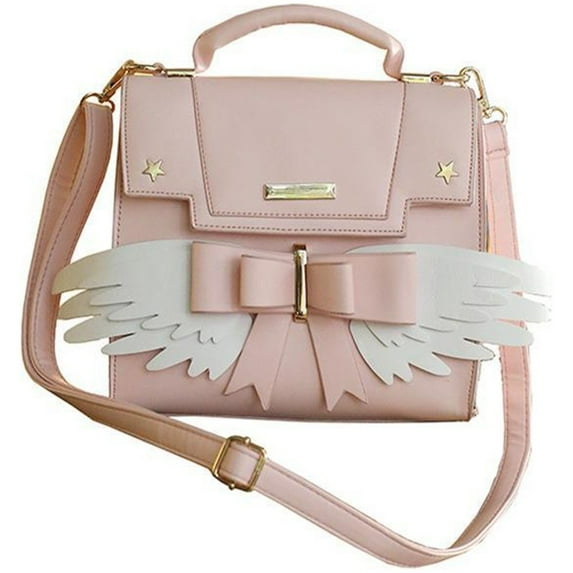 Jiibva Lolita Wings Bow Women Shoulder Bag Crossbody Bag For Women Pink Purses And Handbags Kawaii Bat Bag Designer Japanese Style