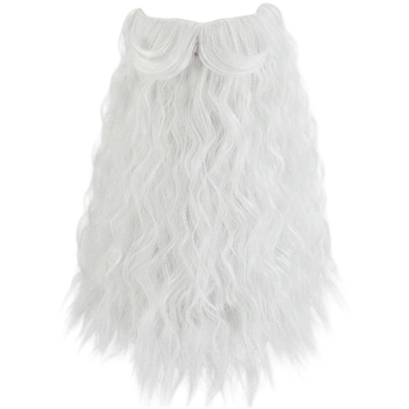 Jiibva Long Curly Wizard Beard Costume Fake Mustache Facial Hair White 17 Inch