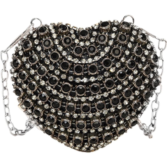 Jiibva Luxury Rhinestone Evening Party Bag Heart Shaped Diamond Embellished Purse Sparkling Single Shoulder Banquet Chain Bag Mini Wallet for Dinner and Wedding