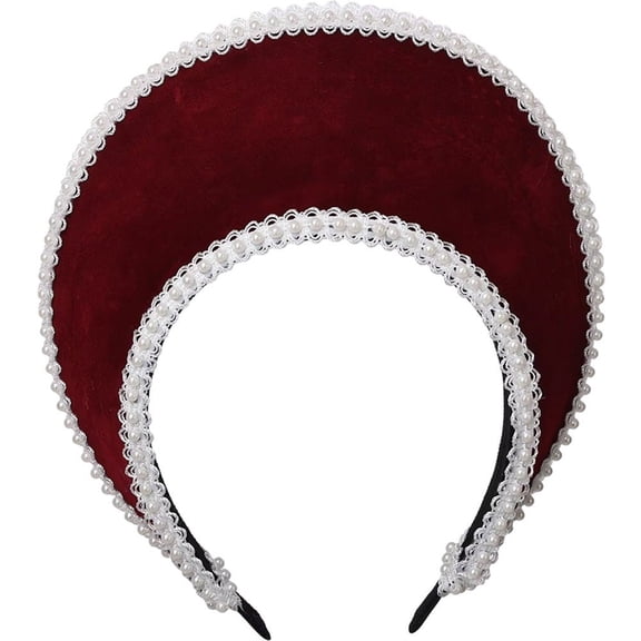 Jiibva Medieval Elizabethan Crown Headpiece Royal French Mary Queen Coronet Hood Tiara Hat Women Cosplay Headband