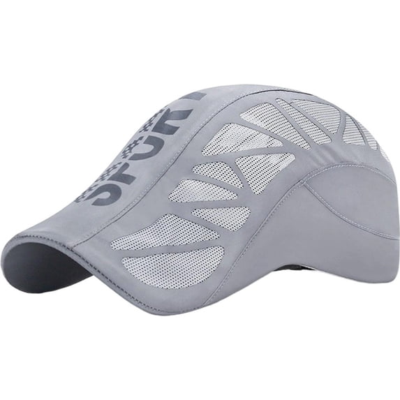 Jiibva Men Quick Dry Hat Golf Driving Cycling Sports Letter Print Newsboy Flat Ivy Summer Baseball Caps Breathable Net Mesh Sunhat