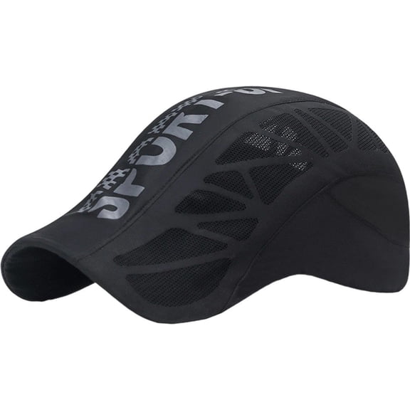 Jiibva Men Quick Dry Hat Golf Driving Cycling Sports Letter Print Newsboy Flat Ivy Summer Baseball Caps Breathable Net Mesh Sunhat