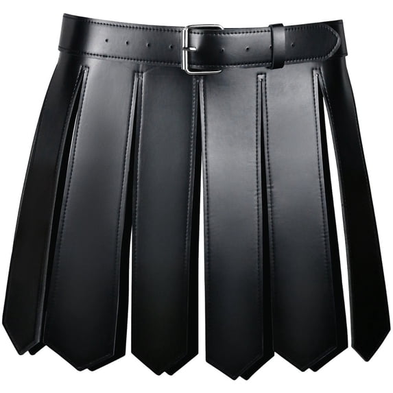 Jiibva Men's Gladiator Costume PU Leather Gladiator Kilt Skirt Punk Style Skirt Belt