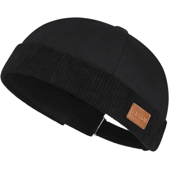 Jiibva Mens Docker Cap Brimless Hats Adjustable Unisex Beanie Corduroy Docker Hat Fashion Style Sailor Cap Rolled Cuff Retro Beanie Hat