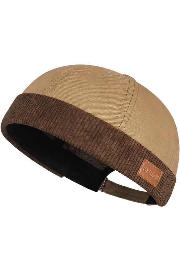 Mens Docker Cap Brimless Hats Adjustable Unisex Beanie Corduroy Docker Hat Fashion Style Sailor Cap Rolled Cuff Retro Beanie Hat