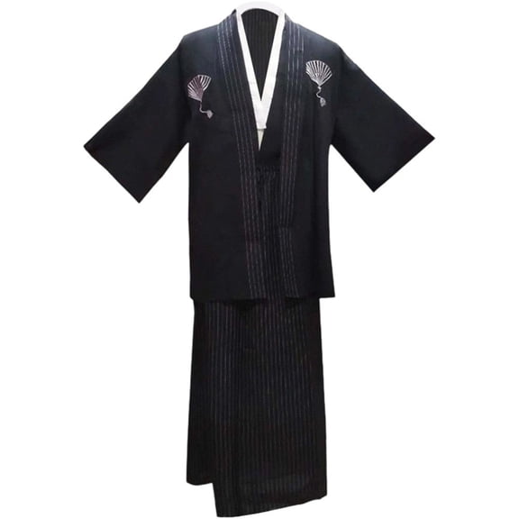 Jiibva Mens Japanese Samurai Costume Kimono Warrior Robe Outfit Set 80cm