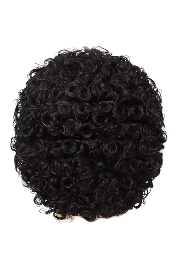 Men's Curly Wool Headpiece - Adjustable Retro Afro Style Cap for Theme Parties