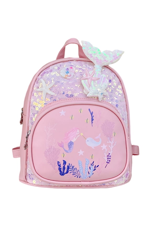 Mermaid Glitter Backpack, Lightweight Polyester Book Bag with Shimmer Finish