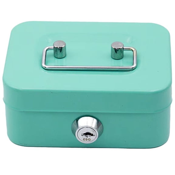 Jiibva Metal Piggy Bank with Key Lock, Money Saving Box for Money Saving Box Small Storage Box with Handle for Coin Cash