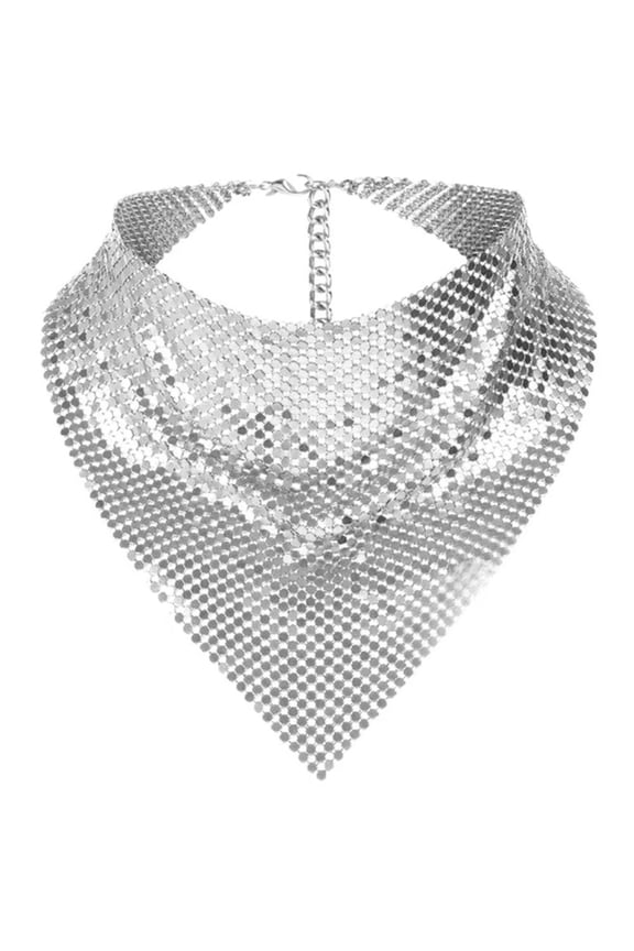 Metallic Sequin Bandanas Scarf Punk Metallic Neck Scarf Club Party Neckwear Rhinestone Triangle Scarf for Women