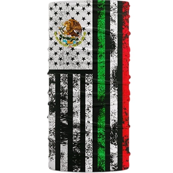 Jiibva Mexican Flag Bandana Skull Cover Seamless Neck Gaiter Balaclava Headwrap Men Sunscreen Breathable Magic Scarf Headband Women Cycling Scarf Running Headwear