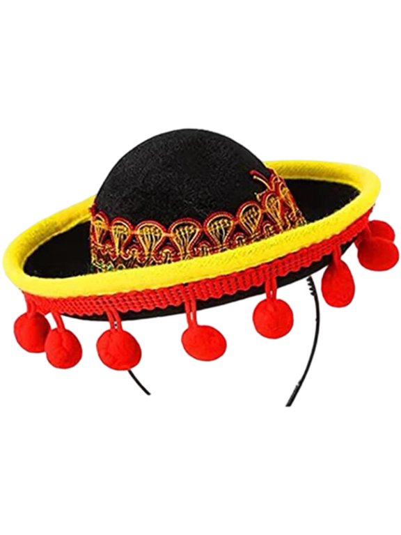 Mexican Mini Small Hat Hair Hoop Cute Sombrero Hat Hair Hoop Mexican Festival Headdress Performance Props for Party Supplies