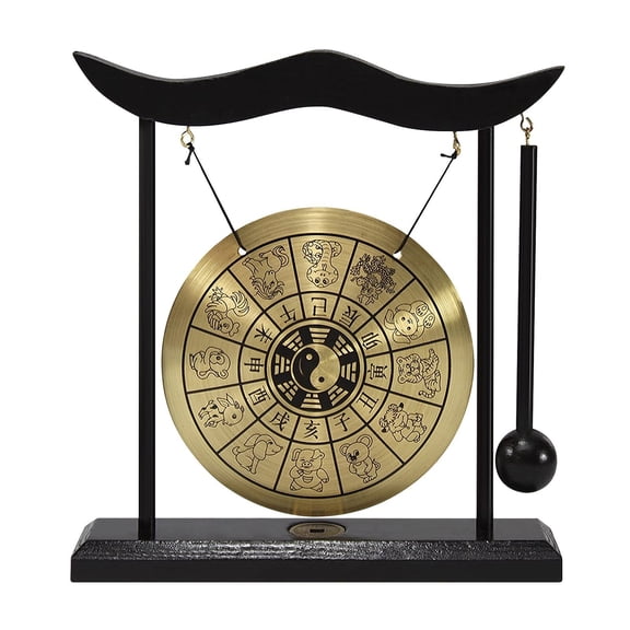 Jiibva Mini Desktop Gong Table Wind Chime Percussion Instrument Cymbals Gongs With Mallet For Home Decor Housewarm Gift