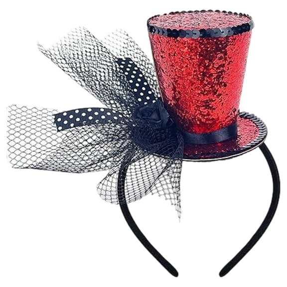 Jiibva Mini Top Hat Headband Fasciantor Sequin Tea Party Headpiece Carnival 1920s Party Halloween Christmas Accessory