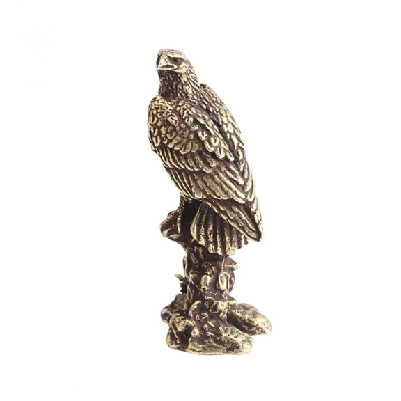 Jiibva Model Eagle Shaped Office Desktop Ornament Standing Brass Home Decorative Miniature Gift Figurine Craft Table Collection