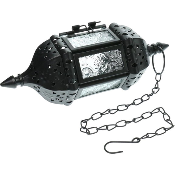 Jiibva Moroccan Candle Lantern Hanging Tea Light Candle Holders Metal & Glass Ramadan Lamp Decorative Lanterns for Candles for Living Room Balcony Patio Decorations