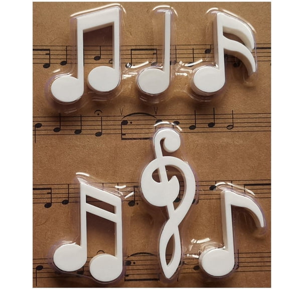 Jiibva Musical Note Fridge Magnets 6pcs/set Melody Refrigerator Magnetic Whiteboard Sticker for Photos Office Home Decoration White