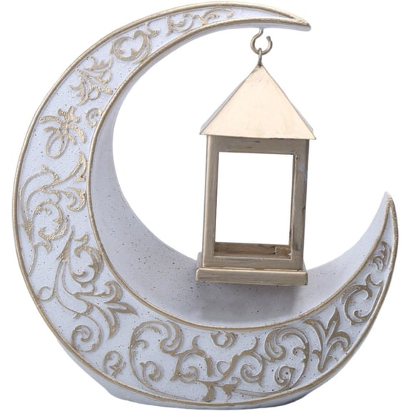 Jiibva Crescent Moon Lantern Ramadan Centerpiece Table Decor Resin Home Decoration