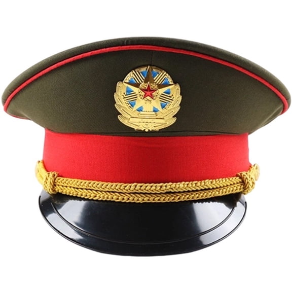 Jiibva Navy Officer Cap, Military Adjustable Army Cap Peaked Officer Hat Badge Military Peak Cap