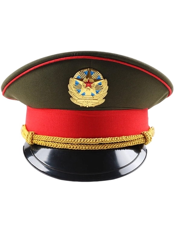 Navy Officer Cap, Military Adjustable Army Cap Peaked Officer Hat Badge Military Peak Cap