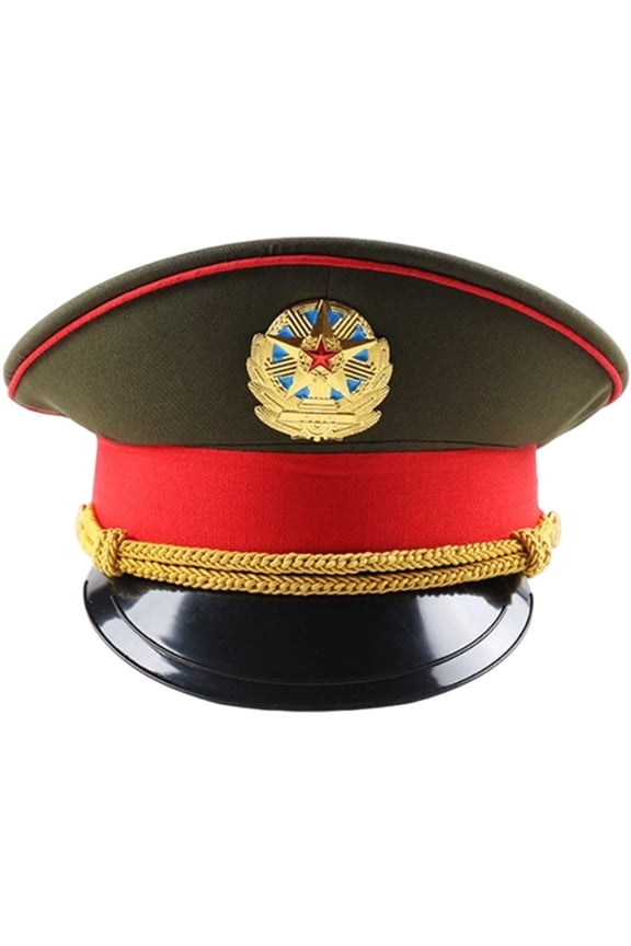 Navy Officer Cap, Military Adjustable Army Cap Peaked Officer Hat Badge Military Peak Cap