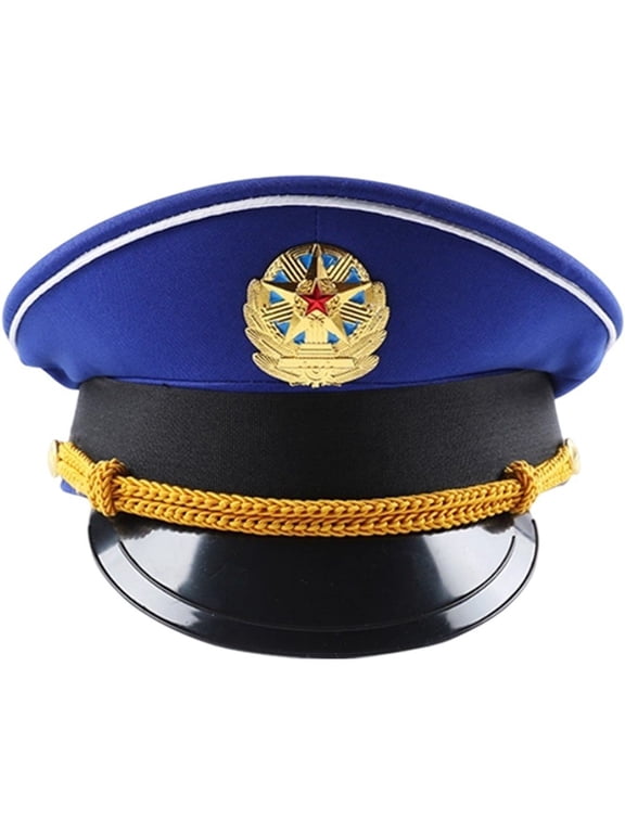 Navy Officer Cap, Military Adjustable Army Cap Peaked Officer Hat Badge Military Peak Cap